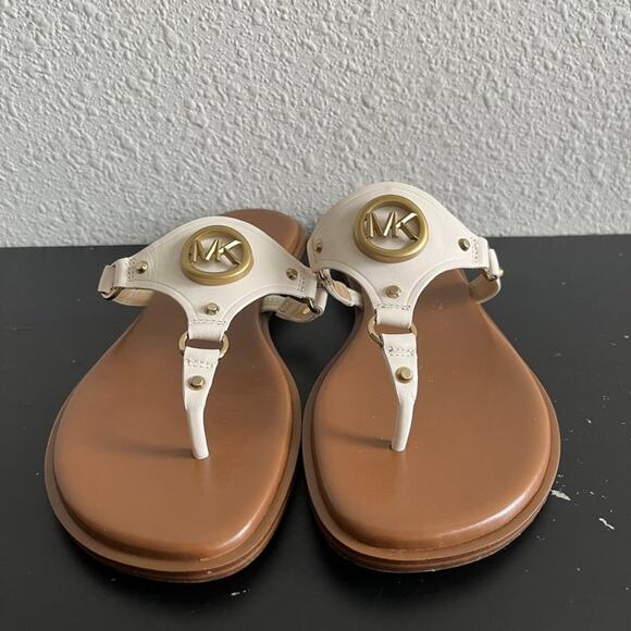 Michael Kors MK Women's Flat Sandals in Leather with Logo Size 7 - Picture 4 of 11
